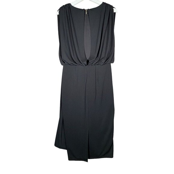 Donna Karan Dress M Draped Ruched Gathered Wrap Jersey Stretch Evening Career - Picture 2 of 13